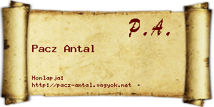 Pacz Antal névjegykártya